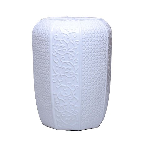 GARDEN SEAT DECORATIVO CERÂMICA BRANCO 36x48cm