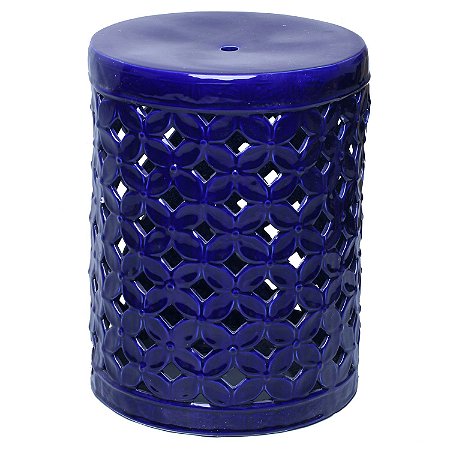 GARDEN SEAT DECORATIVO CERÂMICA AZUL ESCURO 34x46cm