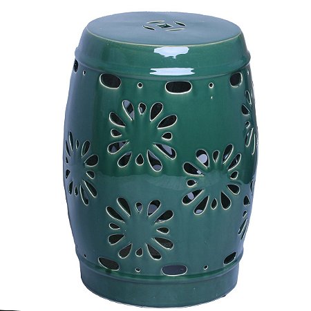 GARDEN SEAT DECORATIVO CERÂMICA VERDE 34x46cm