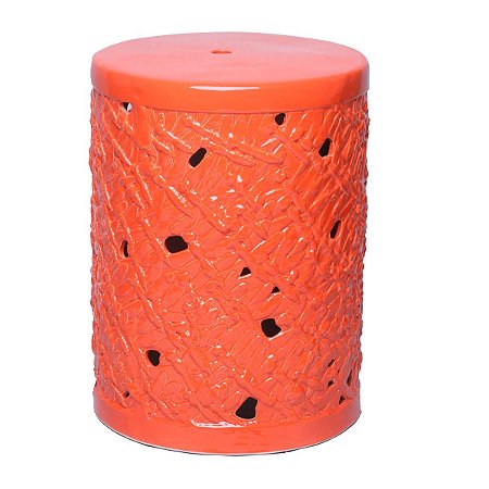GARDEN SEAT DECORATIVO CERÂMICA LARANJA 34x46cm