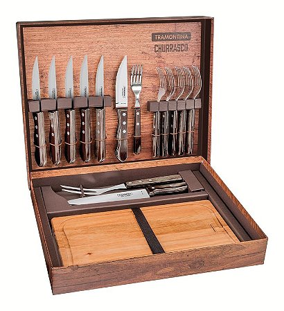 KIT CHURRASCO INOX 15PC POLYWOO CAS