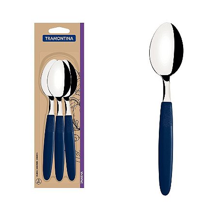 CONJ COLHER MESA INOX 3PC IPANE AZU