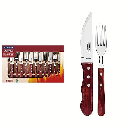 JOGO CHURRASCO INOX 12PC POLYWO VER