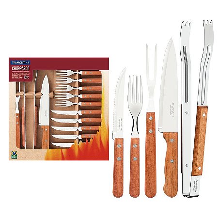 KIT CHURRASCO INOX 15PC
