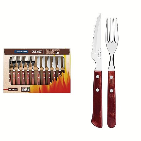 JOGO CHURRASCO INOX 12PC POLYWO VER