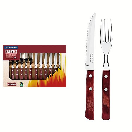 JOGO CHURRASCO INOX 12PC POLYWO VER