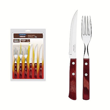 JOGO CHURRASCO INOX 12PC POLYWO VER