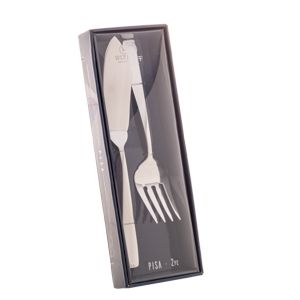CJ 2PC FACA E GARFO AÇO INOX P/SERVIR PEIXE PISA