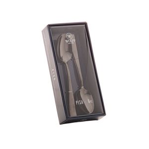 CJ 6 COLHERES AÇO INOX P/SOBREMESA PISA PRETO