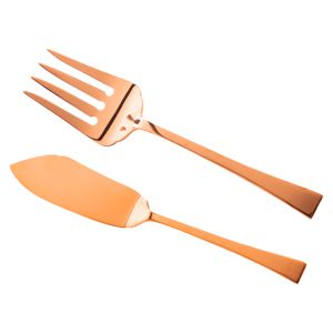 CJ 2PC FACA E GARFO AÇO INOX P/SERVIR PEIXE BERNA ROSE