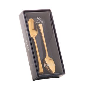 CJ 6 COLHERES AÇO INOX P/SOBREMESA BERNA DOURADO
