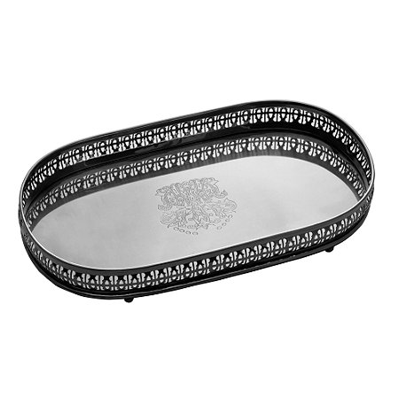 BANDEJA METAL C/PÉ ROMA BLACK 31x17x4cm