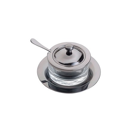 MANTEIGUEIRA AÇO INOX E VIDRO C/ESPÁTULA ITALY BLACK