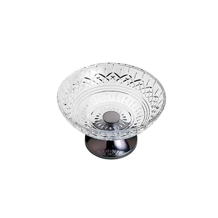 CENTRO DE MESA CRISTAL C/PÉ AÇO LYS BLACK 30cm