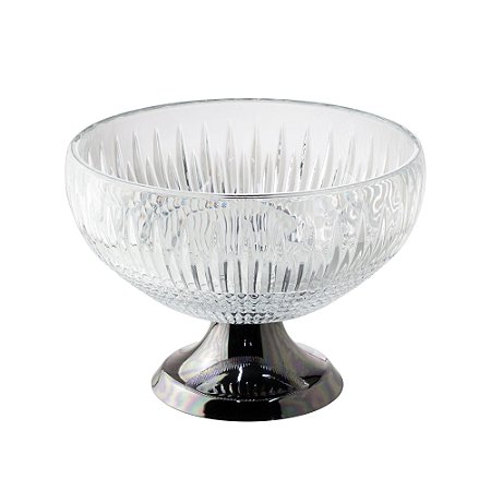 CENTRO DE MESA CRISTAL C/PÉ AÇO QUEEN BLACK 25cm