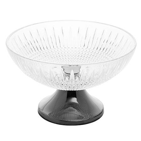 CENTRO DE MESA CRISTAL C/PÉ AÇO QUEEN BLACK 30cm