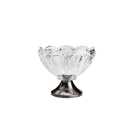 CENTRO DE MESA VIDRO C/PÉ BORBOLETA BLACK 28x24cm