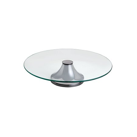 PRATO GIRATÓRIO VIDRO P/BOLO C/PÉ MONACO BLACK 40cm
