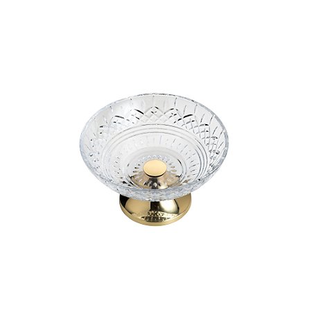 CENTRO DE MESA CRISTAL C/PÉ AÇO LYS DOURADO 30cm