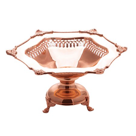 CENTRO DE MESA METAL C/PÉ ROSE 30x14cm