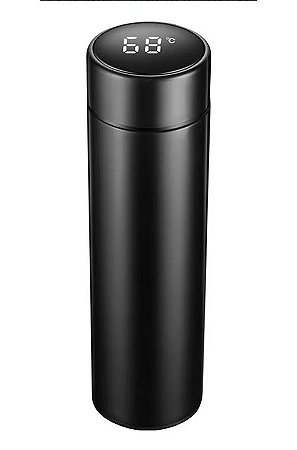 GARRAFA AÇO INOX PRETA PAREDE DUPLA 5000ML COM INFUSOR E TERMÔMETRO DIGITAL