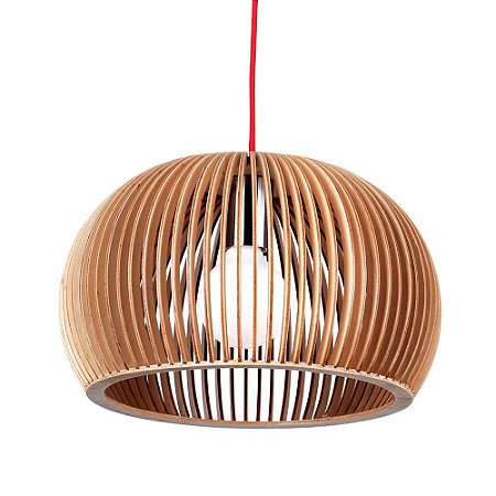 PENDENTE WOOD CROMADO E CARAMELO (D)60CM (A)37CM  1XE27 40W