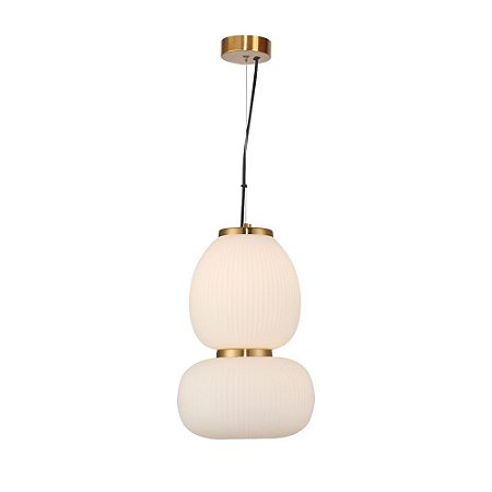 PENDENTE TRU DOURADO E BRANCO (D)24CM (A)36.5CM  1X21W 3000K 1050LM