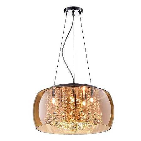 PENDENTE / PLAFON SOHO CROMADO TRANSP E AMBAR (D)60CM (A)28CM  9XG9 225W