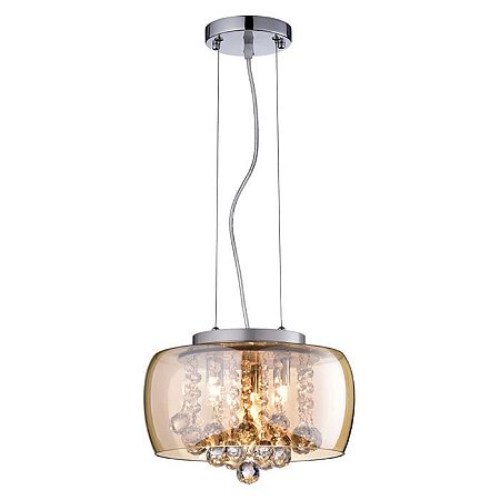 PENDENTE / PLAFON SOHO CROMADO TRANSP E AMBAR (D)28CM (A)13CM  3XG9 75W