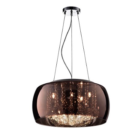 PENDENTE / PLAFON SOHO CROMADO TRANSP E COBRE (D)40CM (A)23CM  5XG9 125W