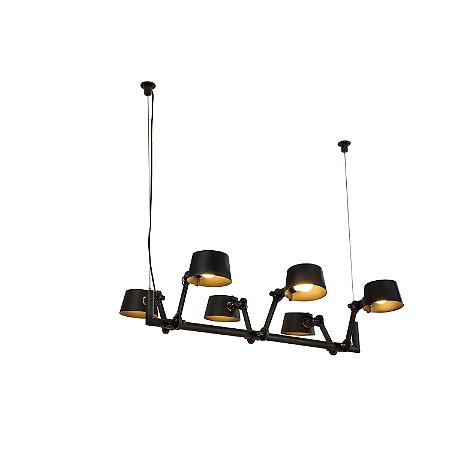 PENDENTE SKOPO PRETO (C)100CM (L)70CM (A)20CM  6XE27 240W