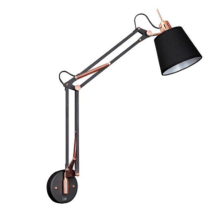 ARANDELA SCOPE PRETO E COBRE (D)15CM (A)67CM  1XE27 40W
