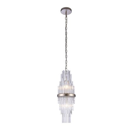 PENDENTE SANSA DOURADO E TRANSP (D)20.5CM (A)55CM  2XE14 80W