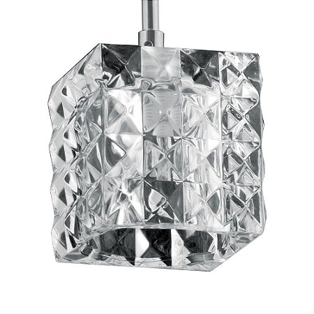 PENDENTE PRISM 9CM X 9CM X 10CM  1XG9 127V / 220V CROMADO E TRANSP