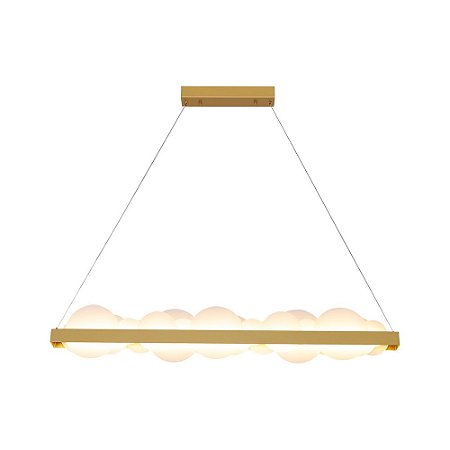 PENDENTE POEMA DOURADO E BRANCO (C)100CM (L)6CM (A)12CM  1X34W 3000K 1700LM