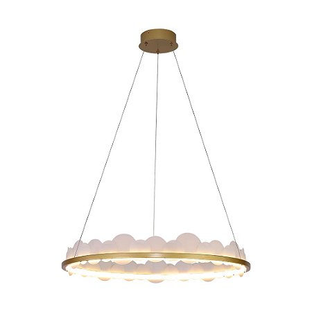 PENDENTE POEMA DOURADO E BRANCO (D)80CM (A)12CM  1X45W 3000K 2250LM