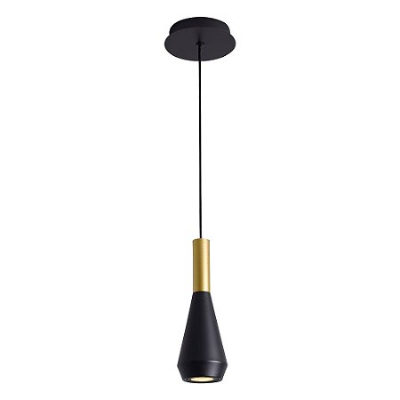 PENDENTE PITUCO DOURADO E PRETO (D)9CM (A)26CM  1XGU10 10W