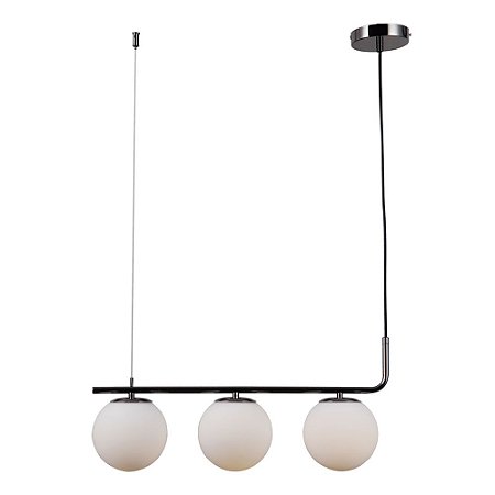 PENDENTE PETIT POA CROMO NEGRO E BRANCO (C)60CM (L)15CM (A)27CM  3XE27 BOLINHA 15W