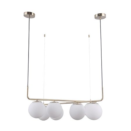 PENDENTE PETIT POA FRENCH GOLD E BRANCO (D)90CM (A)28CM  8XE27 BOLINHA 40W