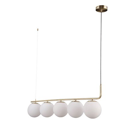 PENDENTE PETIT POA FRENCH GOLD E BRANCO (C)98CM (L)15CM (A)28CM  5XE27 BOLINHA 25W