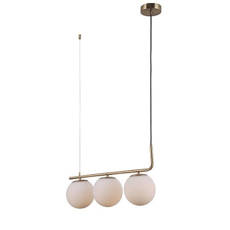 PENDENTE PETIT POA FRENCH GOLD E BRANCO (C)60CM (L)15CM (A)27CM  3XE27 BOLINHA 15W