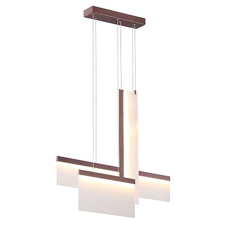 PENDENTE PATUÁ BRANCO E MARROM (C)9CM (L)81CM (A)66CM  12W + 18W + 24W 2700K 2311LM