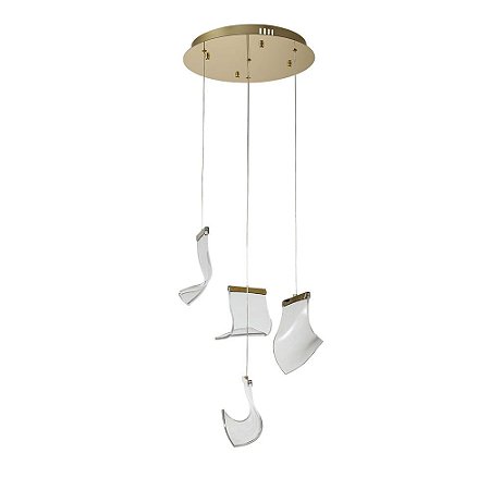 PENDENTE ONDA DOURADO E TRANSP (D)40CM (A)2CM  4X2,5W 3000K 500LM