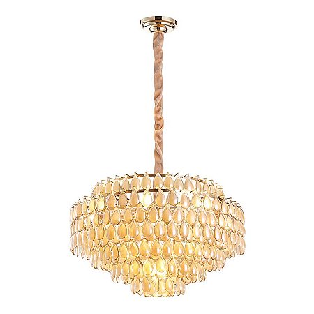LUSTRE ODEON DOURADO E CONHAQUE (D)78CM (A)48CM  16XE14 640W