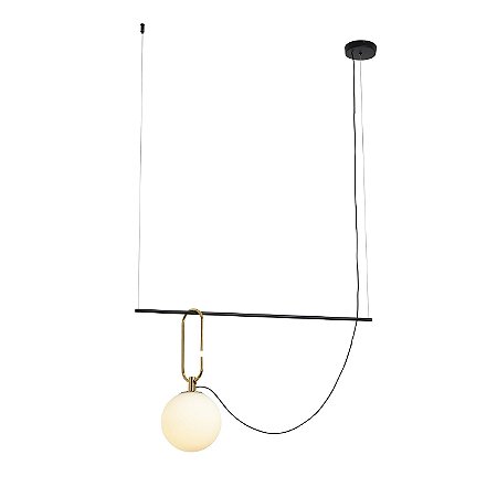 PENDENTE MOB DOURADO PRETO E BRANCO (D)20CM (L)80CM (A)48CM  1XE14 7W