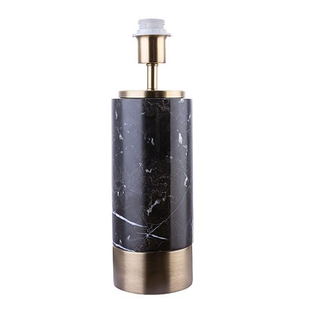 BASE PARA ABAJUR MARMO DOURADO E PRETO (D)12CM (A)39CM  1XE27 40W