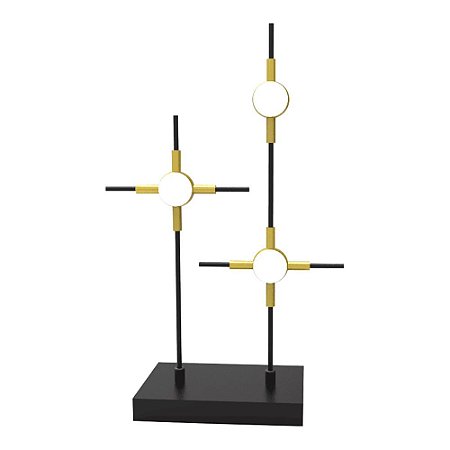ABAJUR LINK DOURADO PRETO E BRANCO (C)27CM (L)12CM (A)43CM  3X6W 3000K 900LM