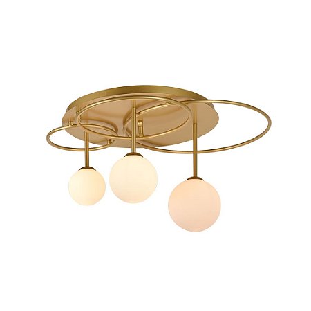 PLAFON LINDO DOURADO E BRANCO (D)60CM (A)32CM  3XG9 75W