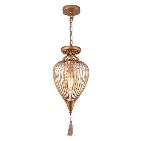 PENDENTE INDIAN DOURADO E TRANSP (D)23CM (A)39CM  1XE27 40W