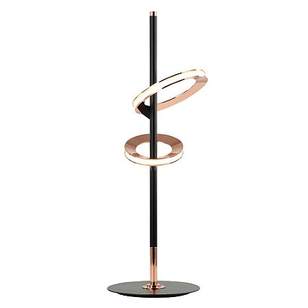 ABAJUR GINGA ROSE GOLD E PRETO (D)20CM (A)60CM  4,3W  + 6,1W 3000K 520LM